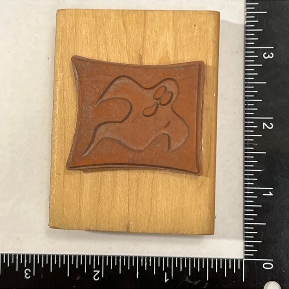 RARE Ghost in box Rubber Stamp By Canadian Maple Collections Halloween - Picture 2 of 4